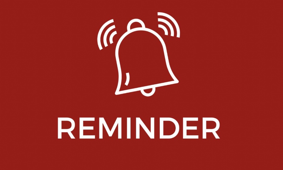 white bell icon reminder on a burgundy background